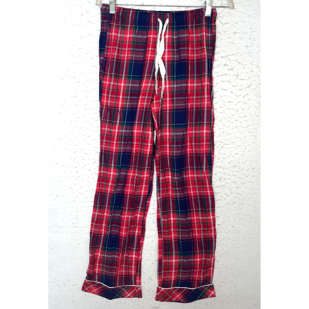 Victoria Secret pajama pants sz XS women's cotton flannel red blue plaid